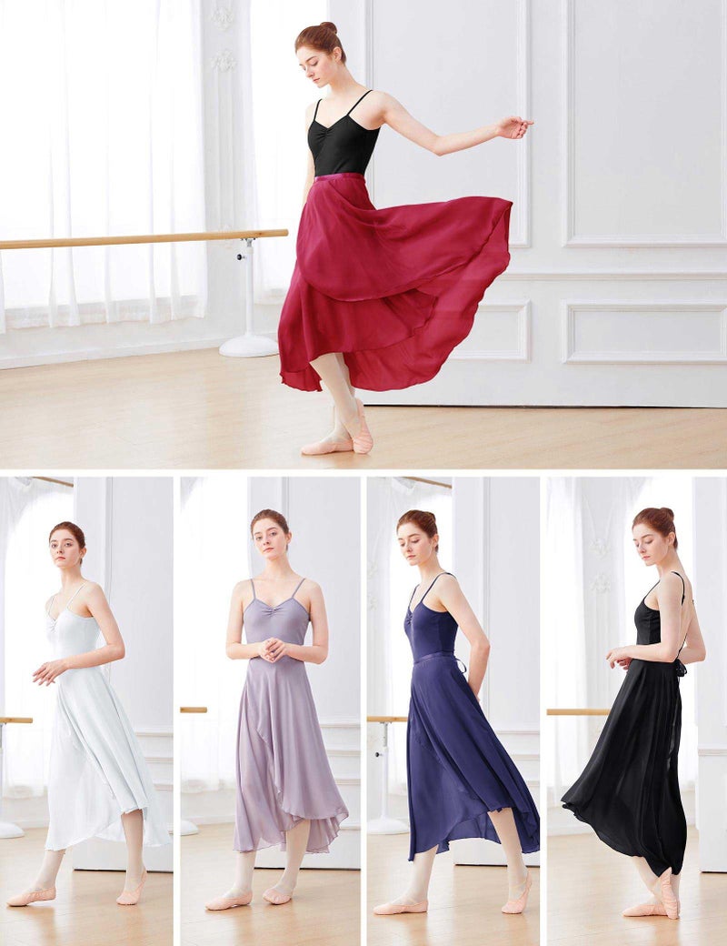 Daydance Balck Long Dance Skirts for Women, Wrap Ballet Skirts for Leotards - Image 5